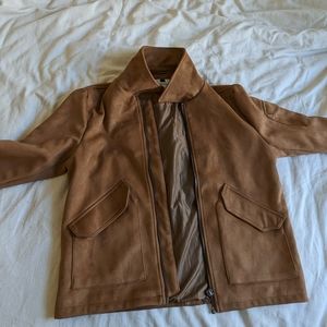 Topman brown faux-suede jacket, XL
